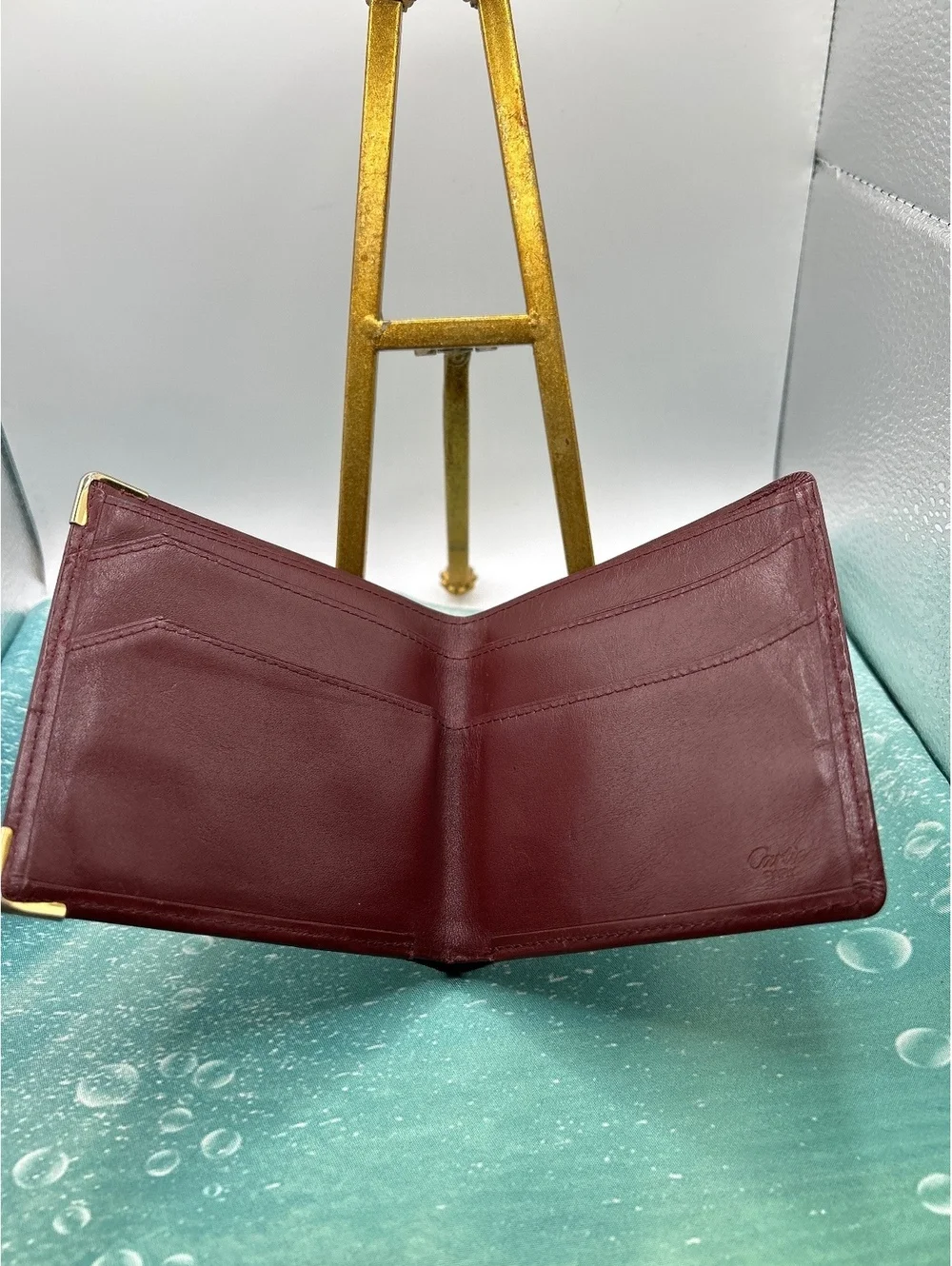 Vintage Must de Cartier Bordeaux Leather Bifold Wallet - Good Condition